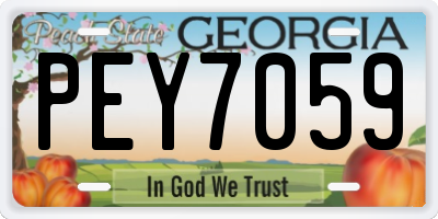 GA license plate PEY7059