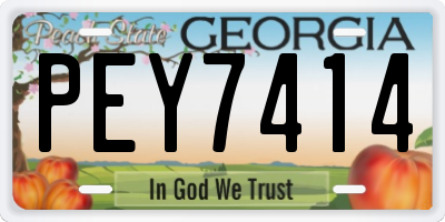 GA license plate PEY7414