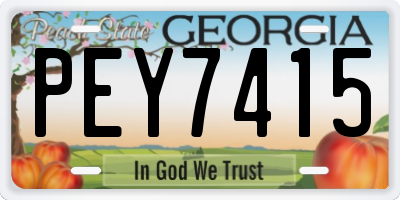 GA license plate PEY7415