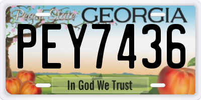 GA license plate PEY7436