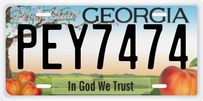 GA license plate PEY7474