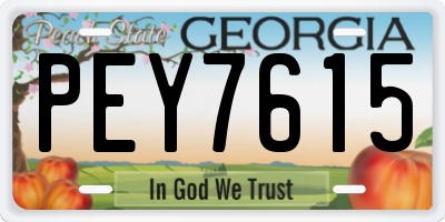 GA license plate PEY7615