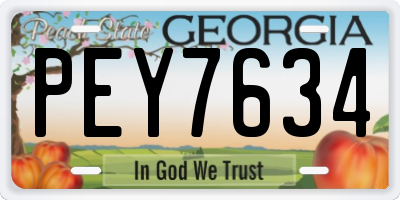GA license plate PEY7634