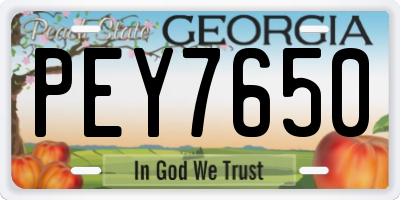 GA license plate PEY7650