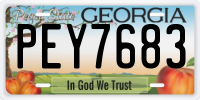 GA license plate PEY7683