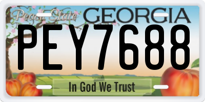 GA license plate PEY7688