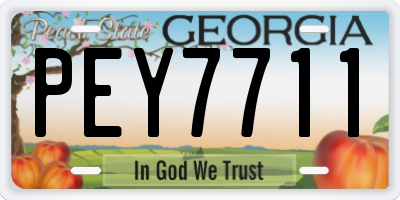 GA license plate PEY7711
