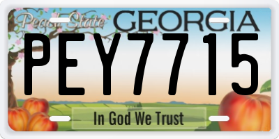 GA license plate PEY7715