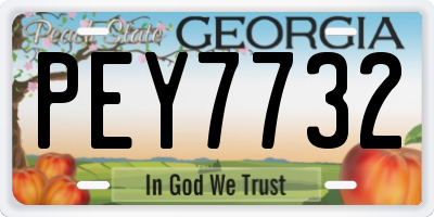 GA license plate PEY7732