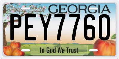 GA license plate PEY7760