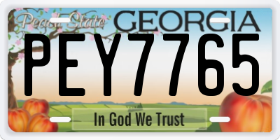 GA license plate PEY7765