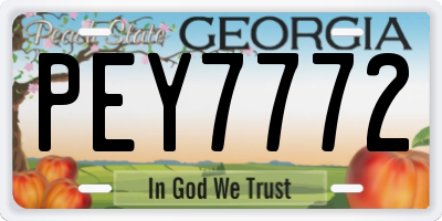 GA license plate PEY7772