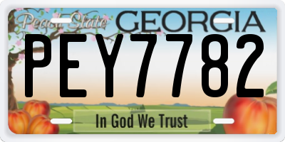 GA license plate PEY7782