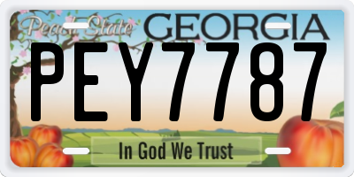 GA license plate PEY7787