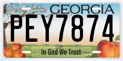 GA license plate PEY7874