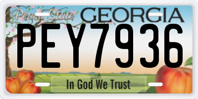 GA license plate PEY7936