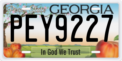 GA license plate PEY9227
