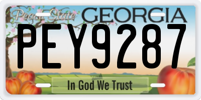 GA license plate PEY9287