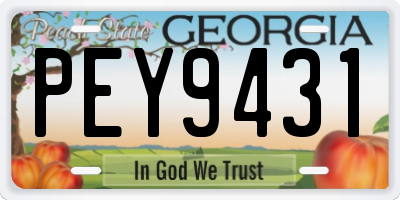 GA license plate PEY9431