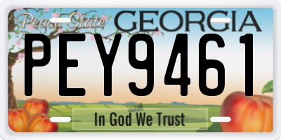 GA license plate PEY9461