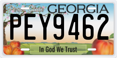 GA license plate PEY9462