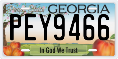 GA license plate PEY9466