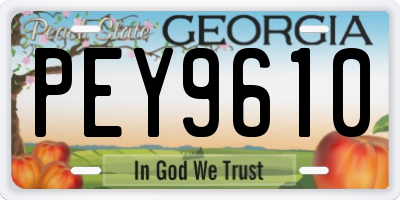 GA license plate PEY9610