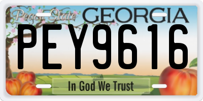 GA license plate PEY9616