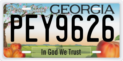 GA license plate PEY9626