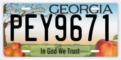 GA license plate PEY9671