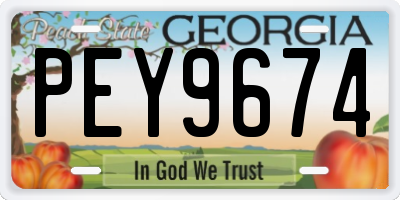 GA license plate PEY9674
