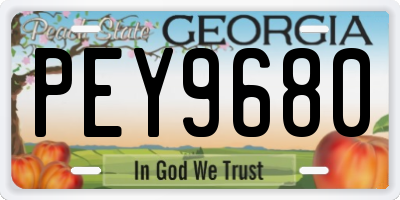 GA license plate PEY9680