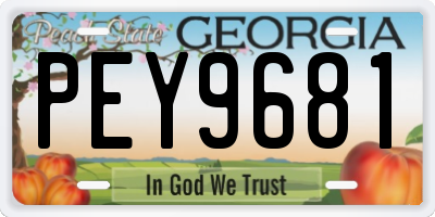 GA license plate PEY9681