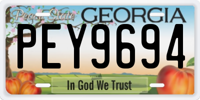 GA license plate PEY9694