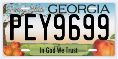 GA license plate PEY9699
