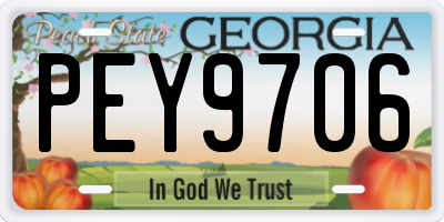 GA license plate PEY9706