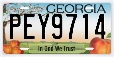 GA license plate PEY9714