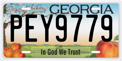 GA license plate PEY9779