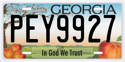 GA license plate PEY9927