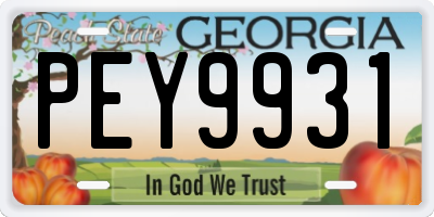 GA license plate PEY9931