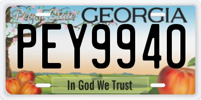 GA license plate PEY9940