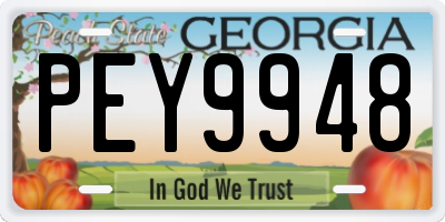 GA license plate PEY9948