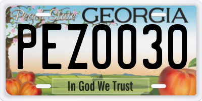 GA license plate PEZ0030