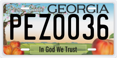GA license plate PEZ0036
