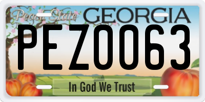 GA license plate PEZ0063