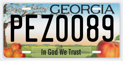 GA license plate PEZ0089