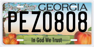 GA license plate PEZ0808