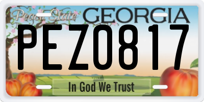 GA license plate PEZ0817