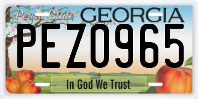 GA license plate PEZ0965