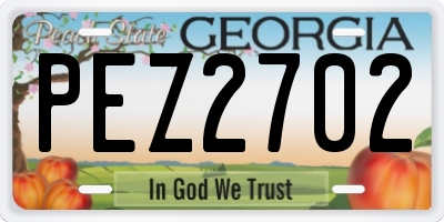 GA license plate PEZ2702